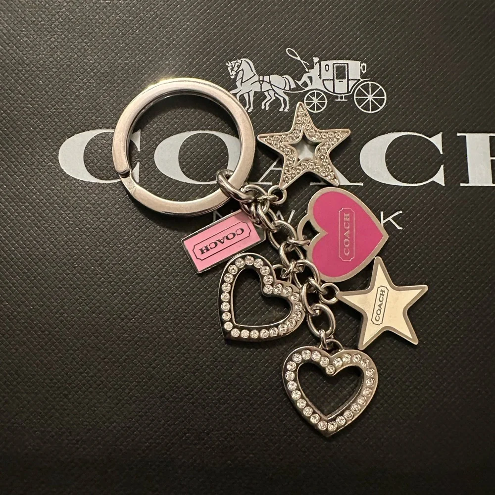 Coach Pink and Silver Heart Keychain - Picture 2 of 7